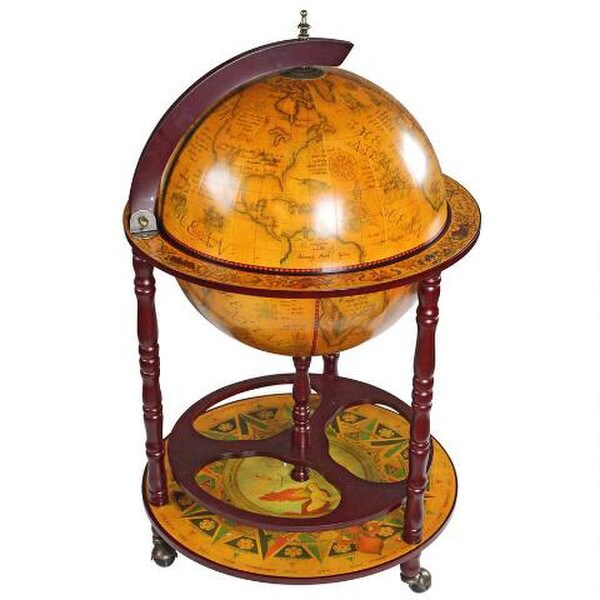 Nautical Maps Italian Replica Globe Bar Stores your Liquors Wooden
